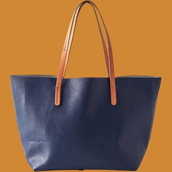 Handbags - *SET* Boone Supply Vegan leather oversized Navy Blue tote and matching wallet